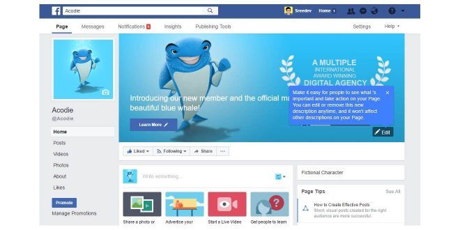 descripcion fan page facebook