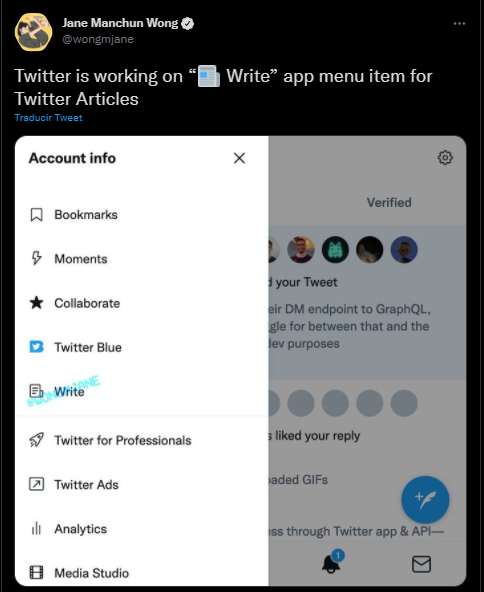Escribir Artículo Twitter - Jane Manchun Wong